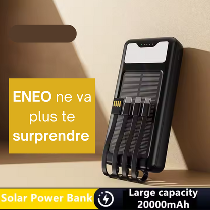 Powerbank 20 000 mA avec recharge solaire et lampe torche