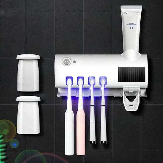 Distributeur Automatique de Dentifrice avec Porte-Brosse Antibactérien et Lumière UV